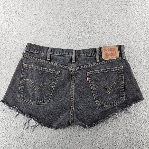 Levis Shorts Womens 38 Black 514 Slim Straight‎ Denim Cutoff Distress Frayed Hem - Picture 11 of 15